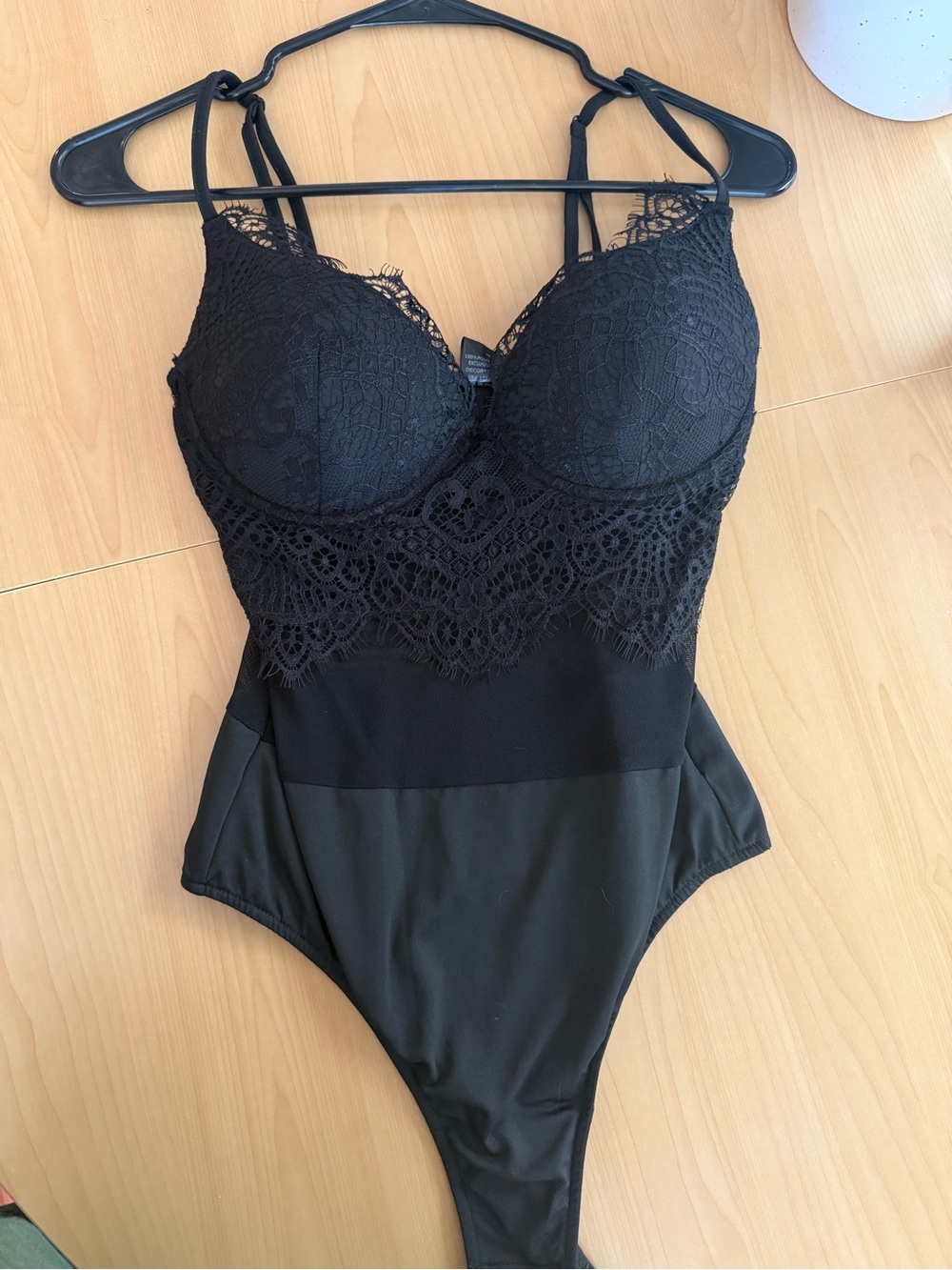 Windsor Black Lace Bustier Bodysuit with Scalloped Trim